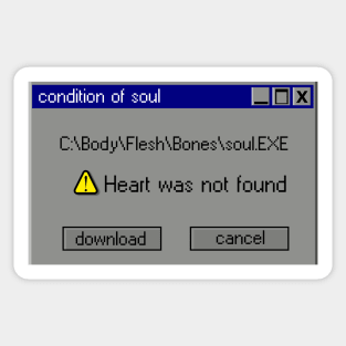 Vaporwave Classic Window Error Funny Heart Was Not Found Sticker